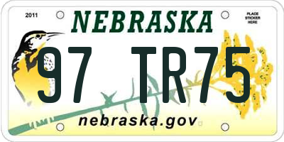 NE license plate 97TR75