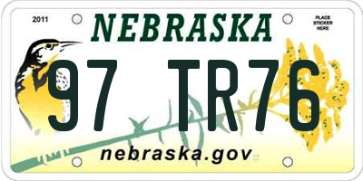 NE license plate 97TR76
