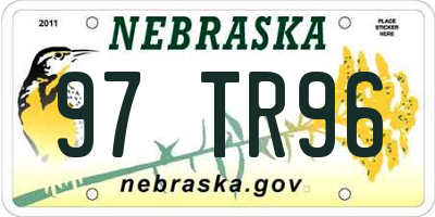 NE license plate 97TR96