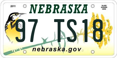 NE license plate 97TS18