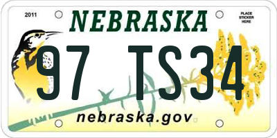 NE license plate 97TS34