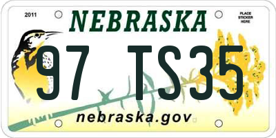 NE license plate 97TS35