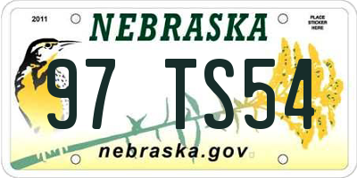 NE license plate 97TS54