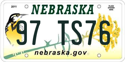 NE license plate 97TS76