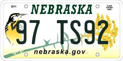 NE license plate 97TS92