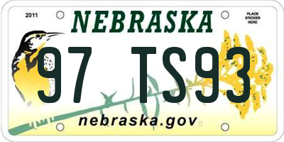 NE license plate 97TS93