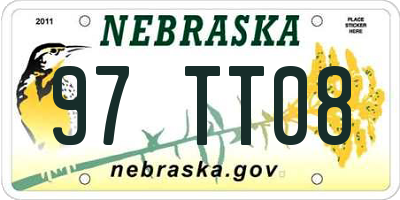 NE license plate 97TT08