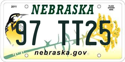 NE license plate 97TT25