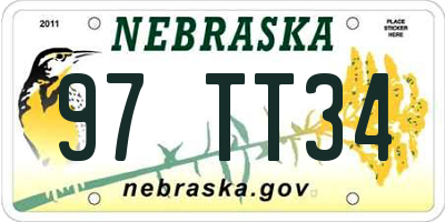 NE license plate 97TT34