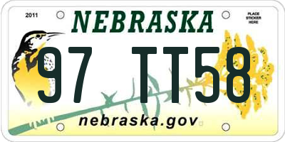 NE license plate 97TT58