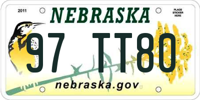 NE license plate 97TT80