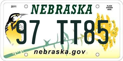 NE license plate 97TT85