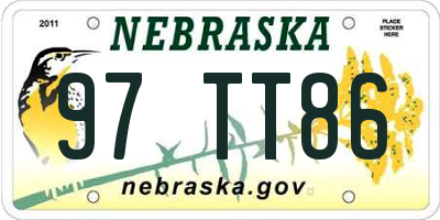 NE license plate 97TT86