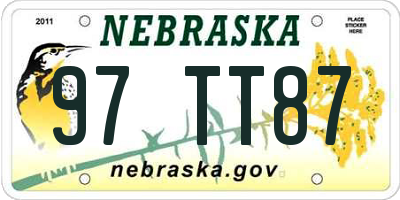 NE license plate 97TT87