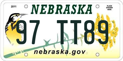 NE license plate 97TT89