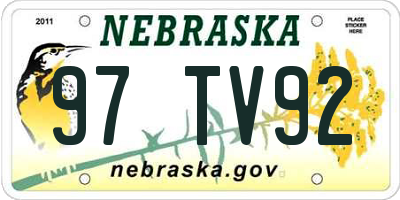 NE license plate 97TV92