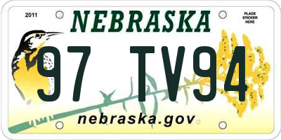 NE license plate 97TV94