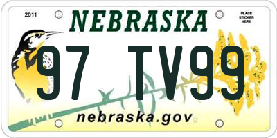 NE license plate 97TV99