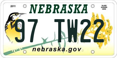 NE license plate 97TW22