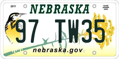 NE license plate 97TW35