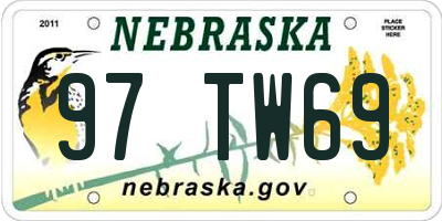 NE license plate 97TW69