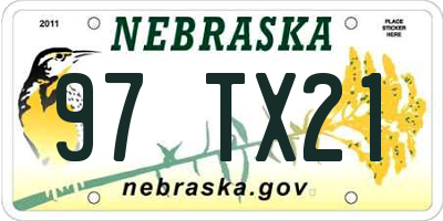 NE license plate 97TX21