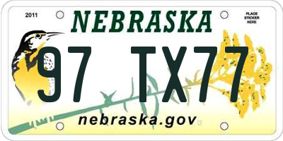 NE license plate 97TX77