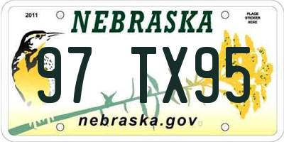 NE license plate 97TX95