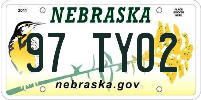 NE license plate 97TY02