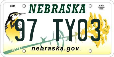 NE license plate 97TY03