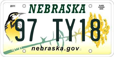 NE license plate 97TY18