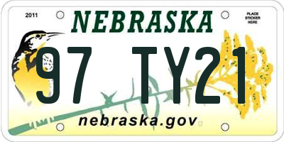 NE license plate 97TY21