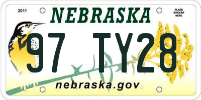 NE license plate 97TY28