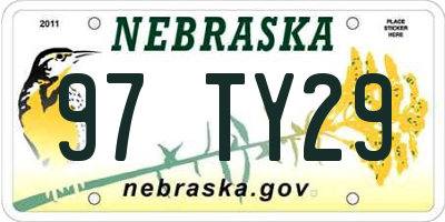 NE license plate 97TY29