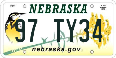 NE license plate 97TY34