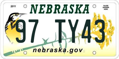 NE license plate 97TY43