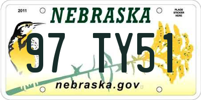 NE license plate 97TY51