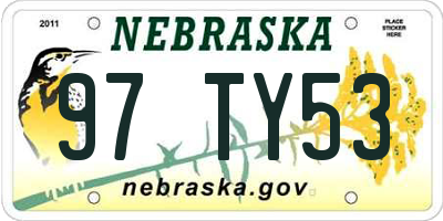 NE license plate 97TY53