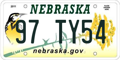 NE license plate 97TY54