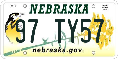 NE license plate 97TY57