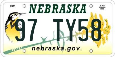 NE license plate 97TY58