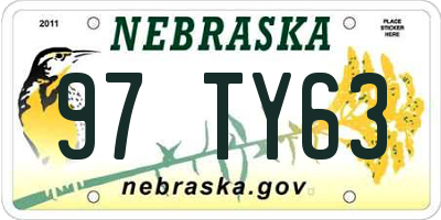 NE license plate 97TY63