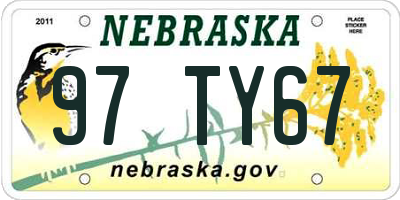 NE license plate 97TY67
