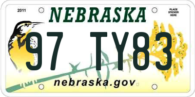 NE license plate 97TY83