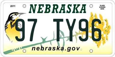 NE license plate 97TY96