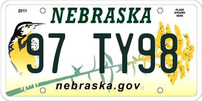 NE license plate 97TY98