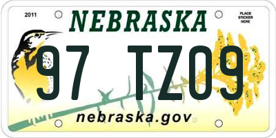 NE license plate 97TZ09