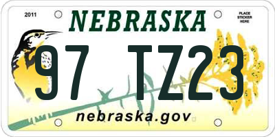 NE license plate 97TZ23