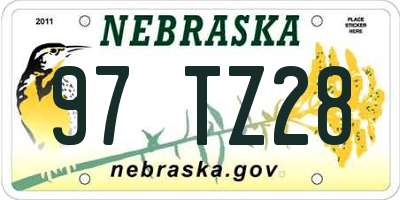 NE license plate 97TZ28