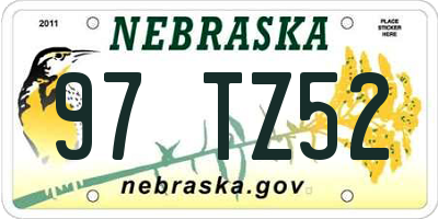 NE license plate 97TZ52